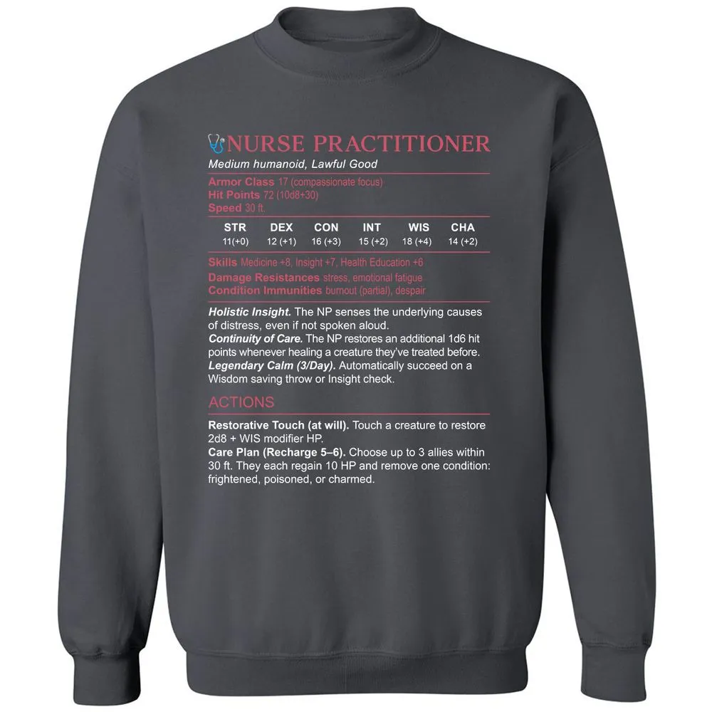 Nurse Practitioner Stats Classic Unisex Sweatshirt - Charcoal - 7