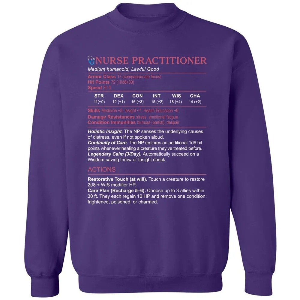 Nurse Practitioner Stats Classic Unisex Sweatshirt - Purple - 6