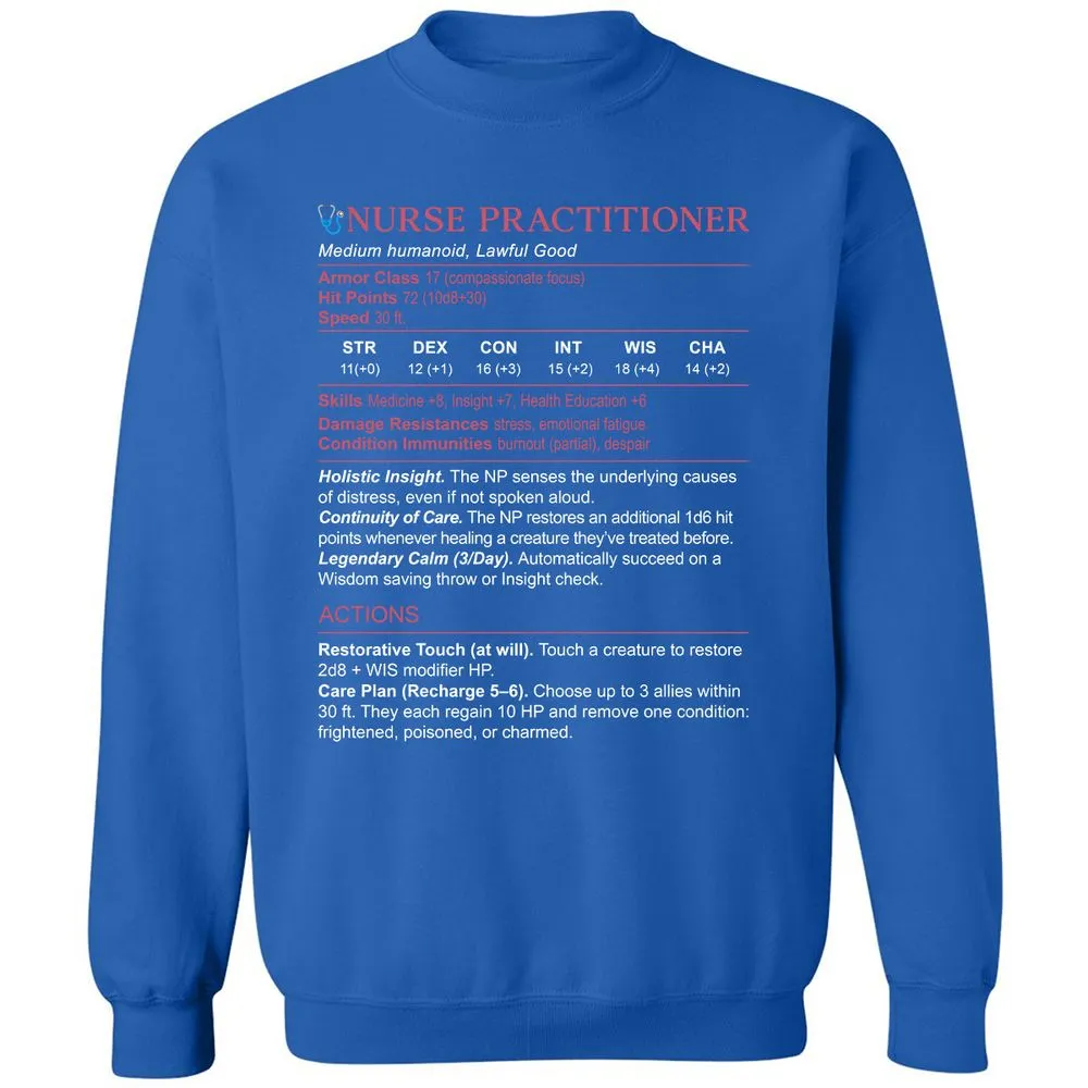 Nurse Practitioner Stats Classic Unisex Sweatshirt - Royal - 9