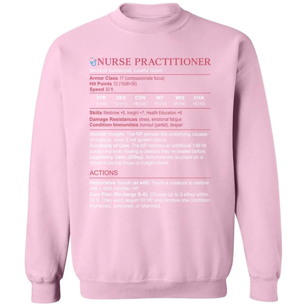 Nurse Practitioner Stats Classic Unisex Sweatshirt - Light Pink - 3