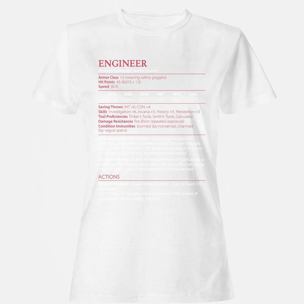 Engineer Stats Women's T-Shirt - White - 16
