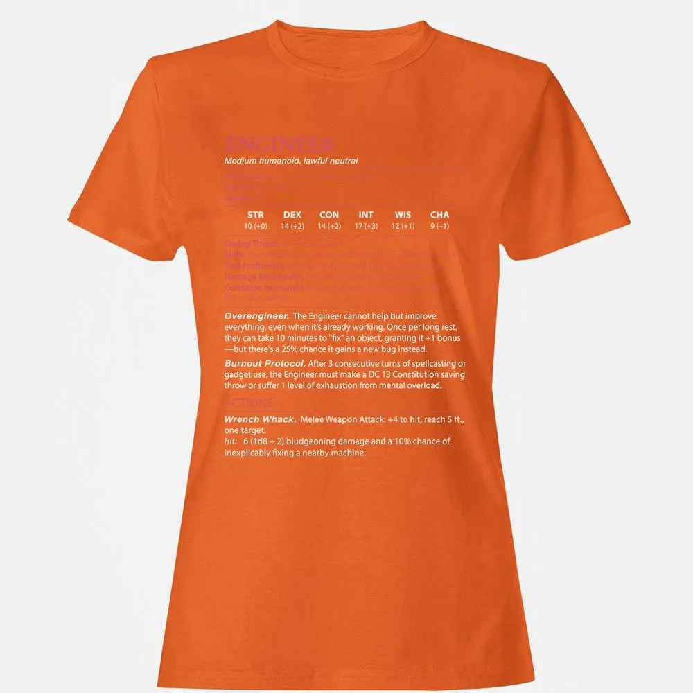Engineer Stats Women's T-Shirt - Orange - 11