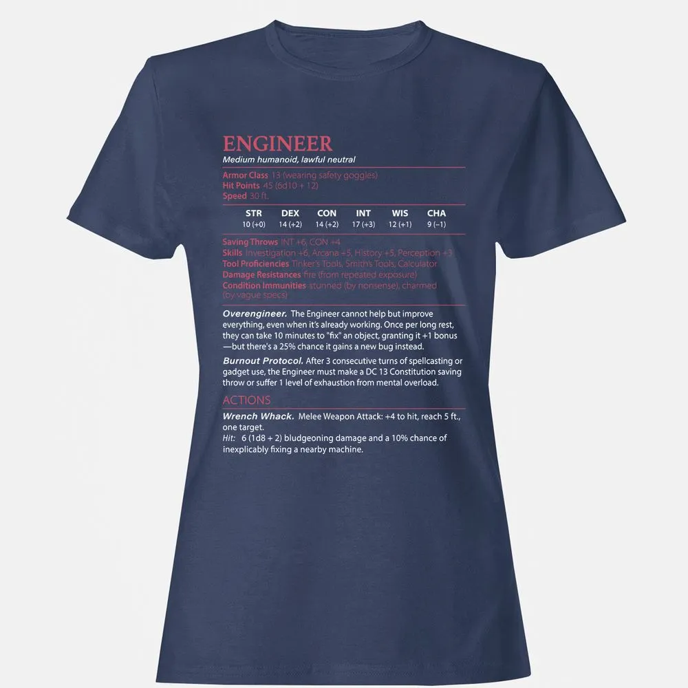 Engineer Stats Women's T-Shirt - Navy - 10
