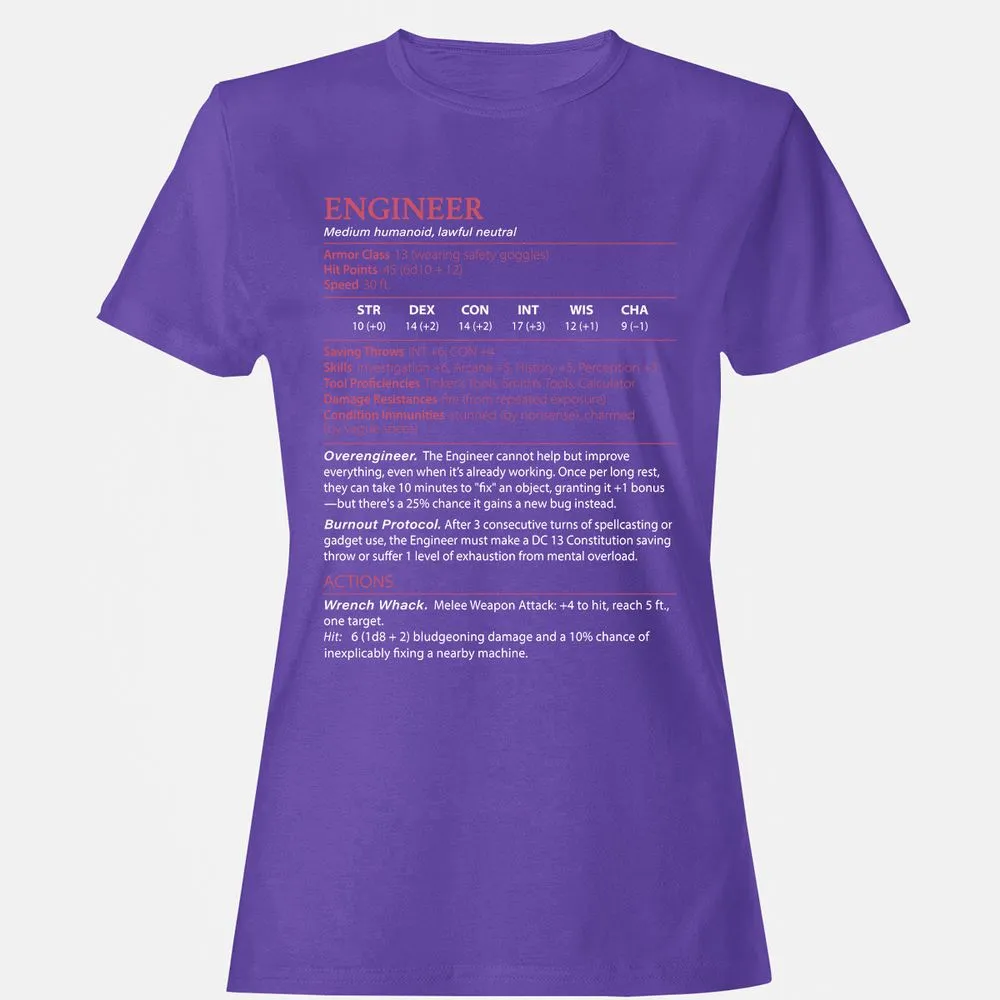 Engineer Stats Women's T-Shirt - Purple - 12