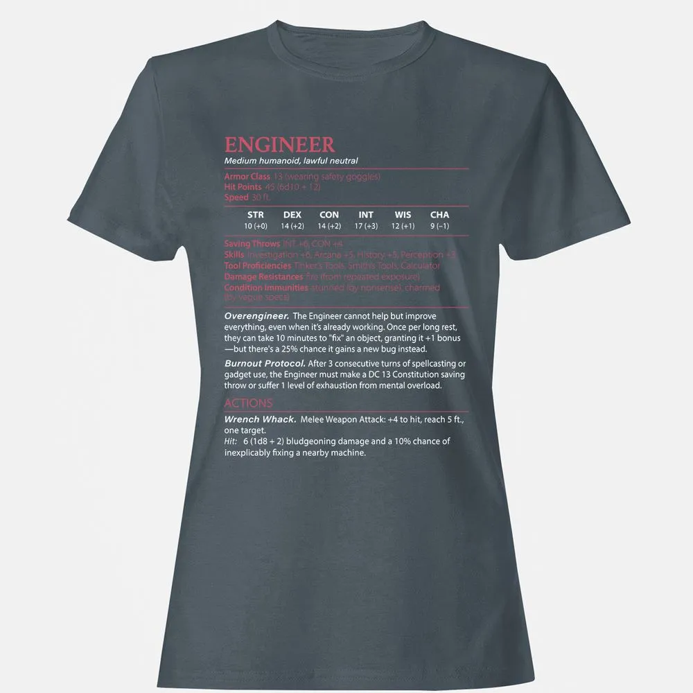 Engineer Stats Women's T-Shirt - Charcoal - 3