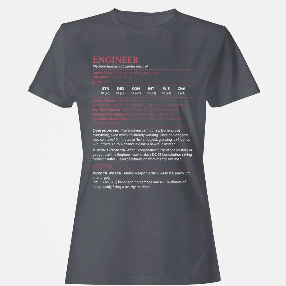 Engineer Stats Women's T-Shirt - Dark Heather - 5