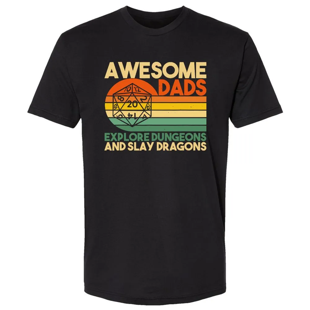 Awesome Dad Explore Dungeons Slay Dragons Premium Unisex T-Shirt - Black - 1
