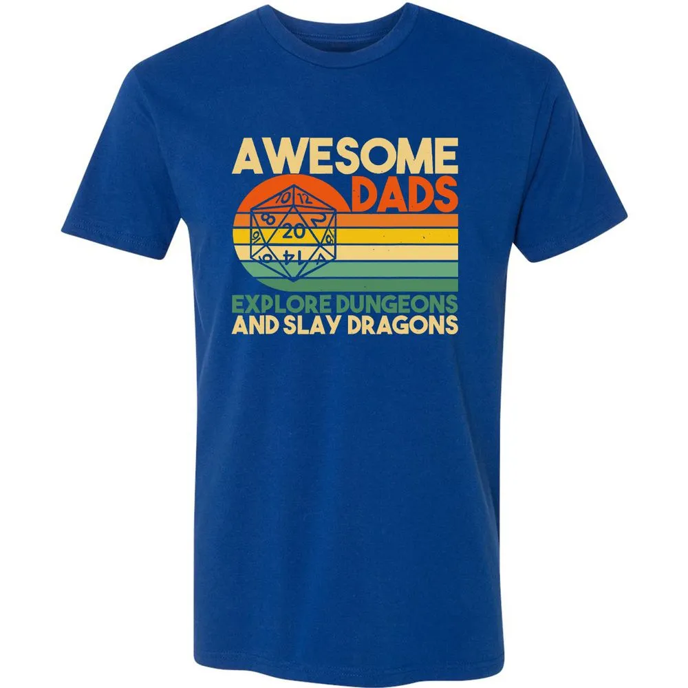 Awesome Dad Explore Dungeons Slay Dragons Premium Unisex T-Shirt - Royal - 10