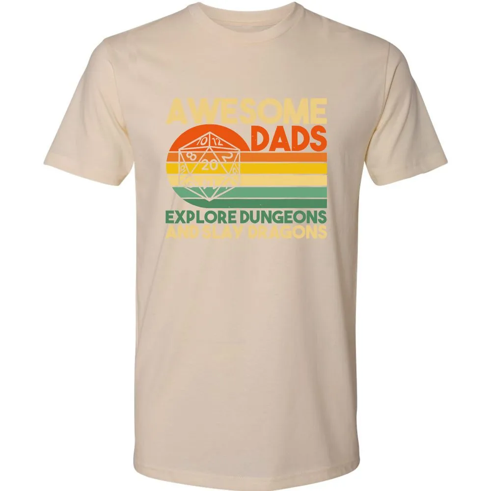 Awesome Dad Explore Dungeons Slay Dragons Premium Unisex T-Shirt - Cream - 14