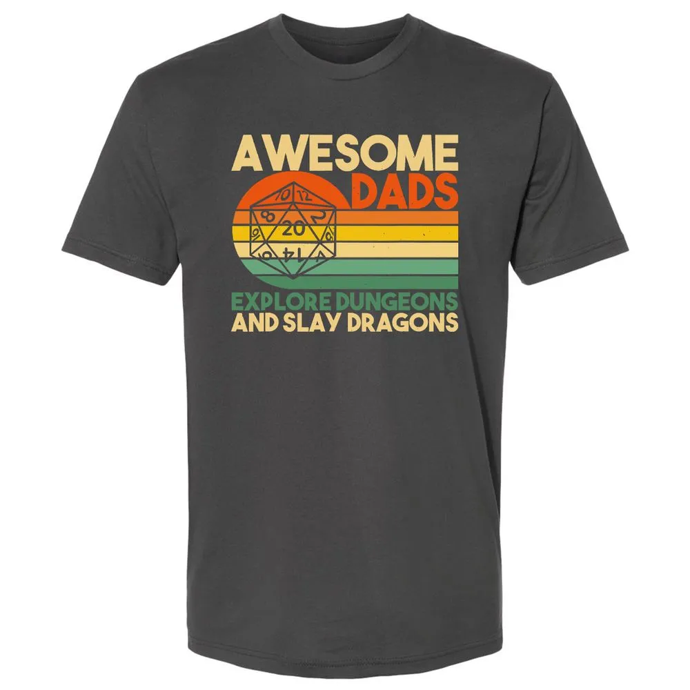 Awesome Dad Explore Dungeons Slay Dragons Premium Unisex T-Shirt - Heavy Metal - 8
