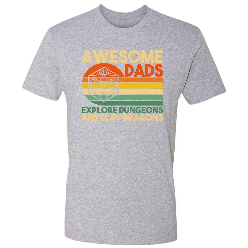 Awesome Dad Explore Dungeons Slay Dragons Premium Unisex T-Shirt - Heather Grey - 9
