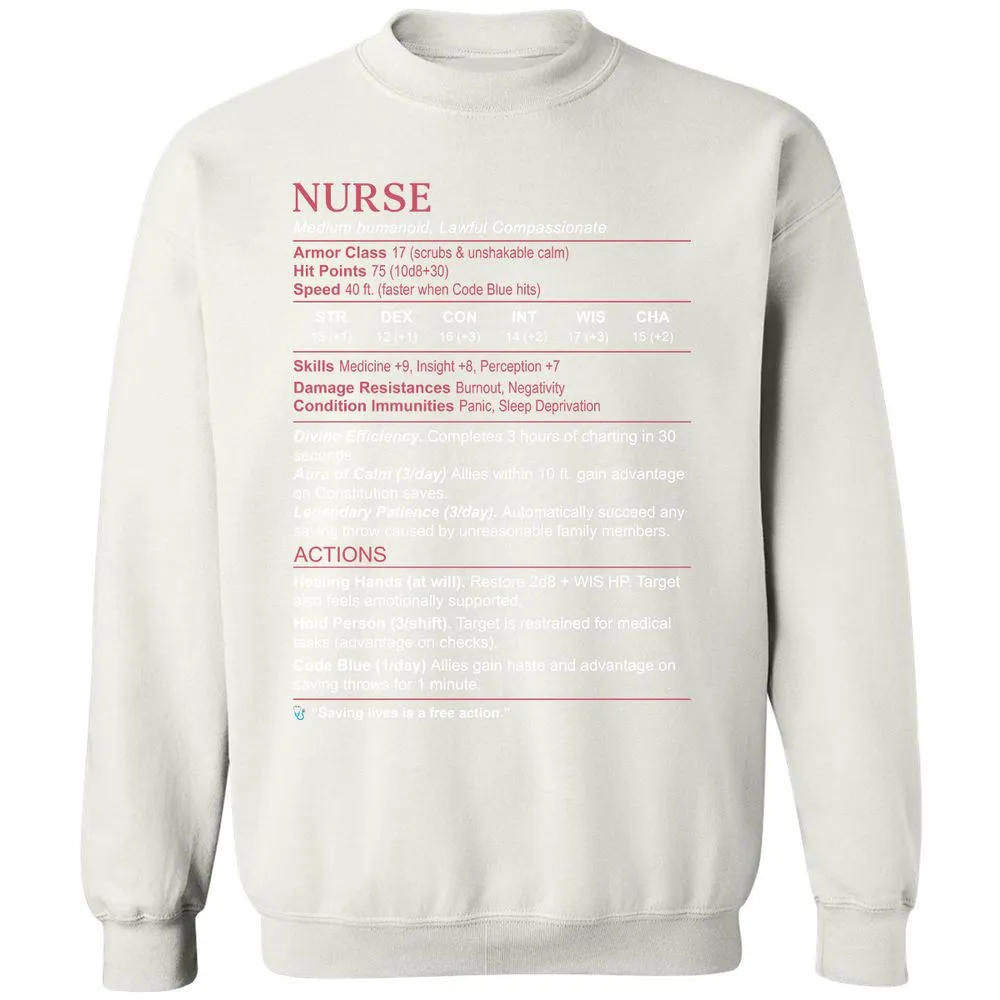 Nurse Stats 3 Classic Unisex Sweatshirt - White - 12