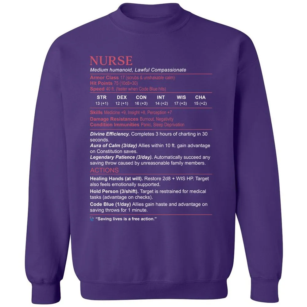 Nurse Stats 3 Classic Unisex Sweatshirt - Purple - 6