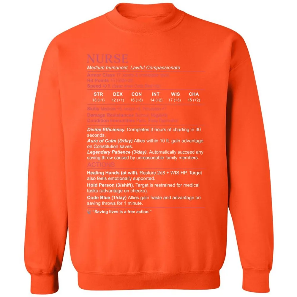 Nurse Stats 3 Classic Unisex Sweatshirt - Orange - 10