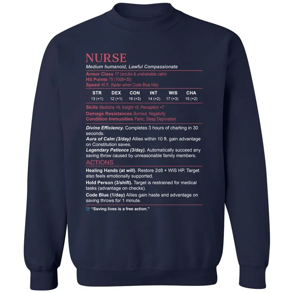 Nurse Stats 3 Classic Unisex Sweatshirt - Navy - 2