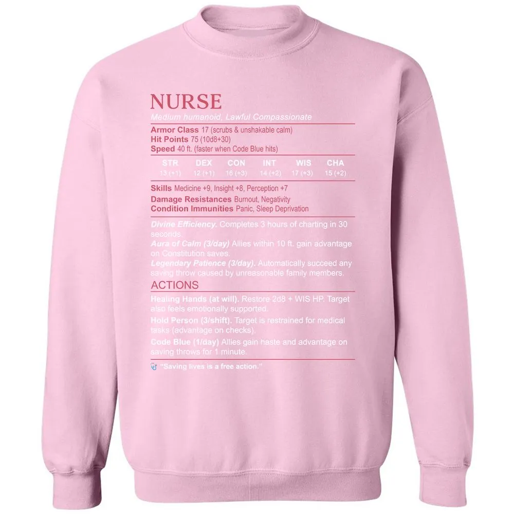 Nurse Stats 3 Classic Unisex Sweatshirt - Light Pink - 3