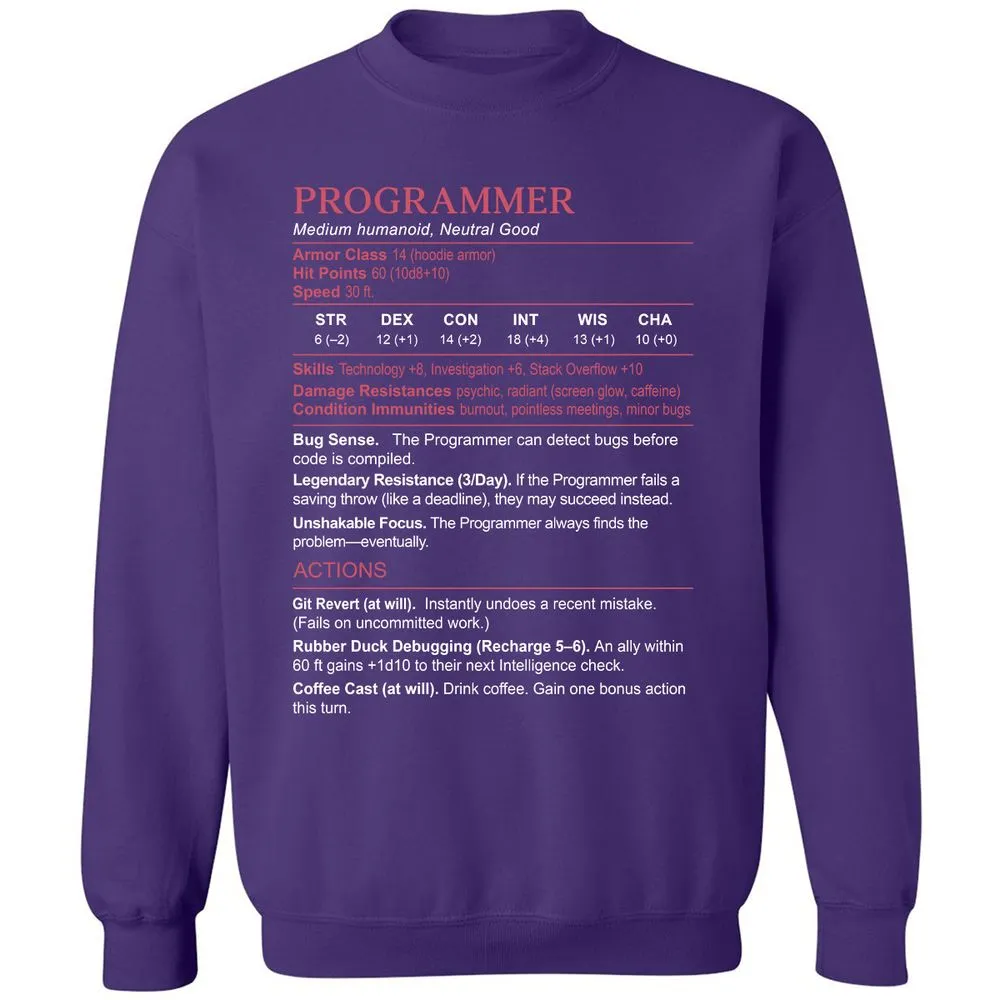 Programmer Stats Classic Unisex Sweatshirt - Purple - 6