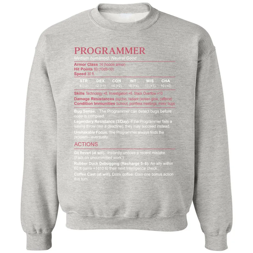 Programmer Stats Classic Unisex Sweatshirt - Ash - 8