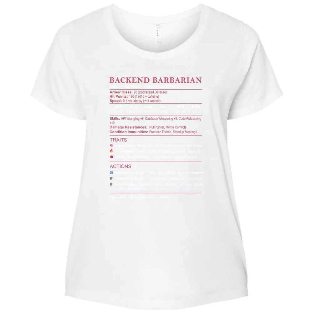 Backend Barbarian Stats Ladies Curvy Jersey - White - 6