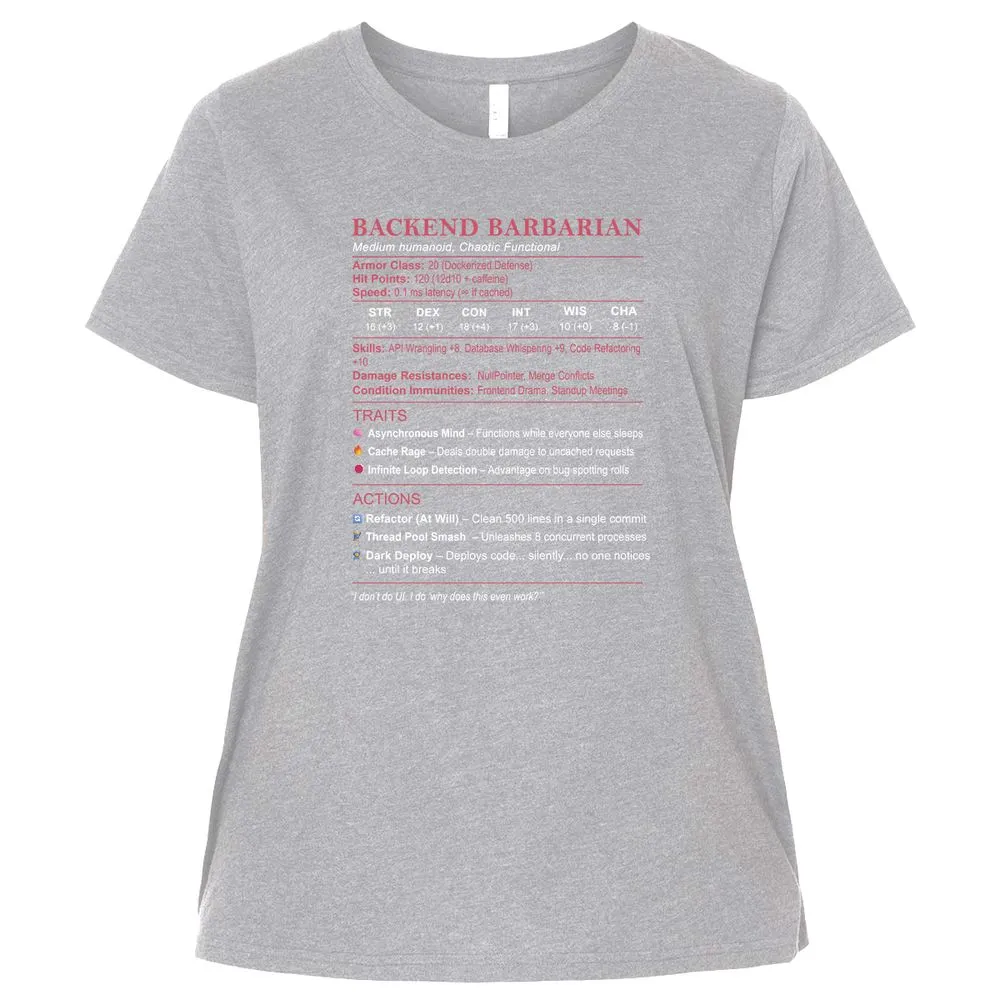 Backend Barbarian Stats Ladies Curvy Jersey - Heather - 3
