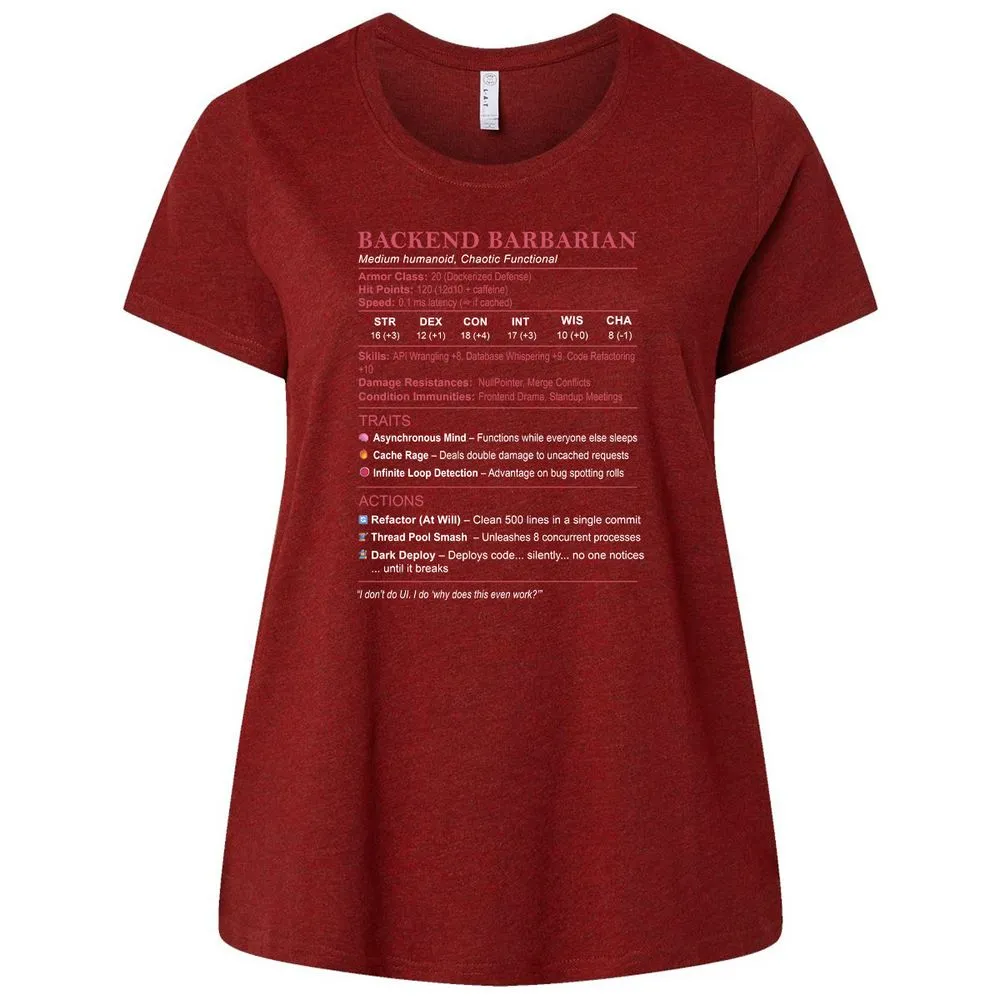 Backend Barbarian Stats Ladies Curvy Jersey - Cardinal - 10