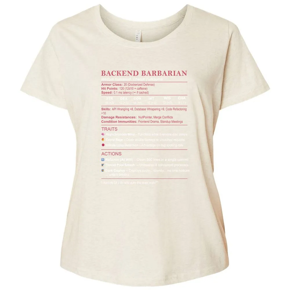 Backend Barbarian Stats Ladies Curvy Jersey - Natural Heather - 8