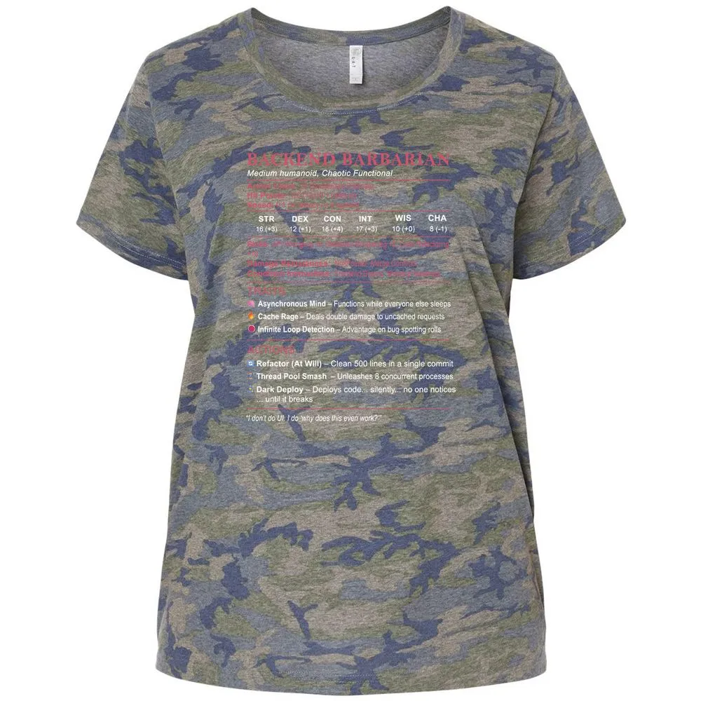 Backend Barbarian Stats Ladies Curvy Jersey - Vintage Camo - 5