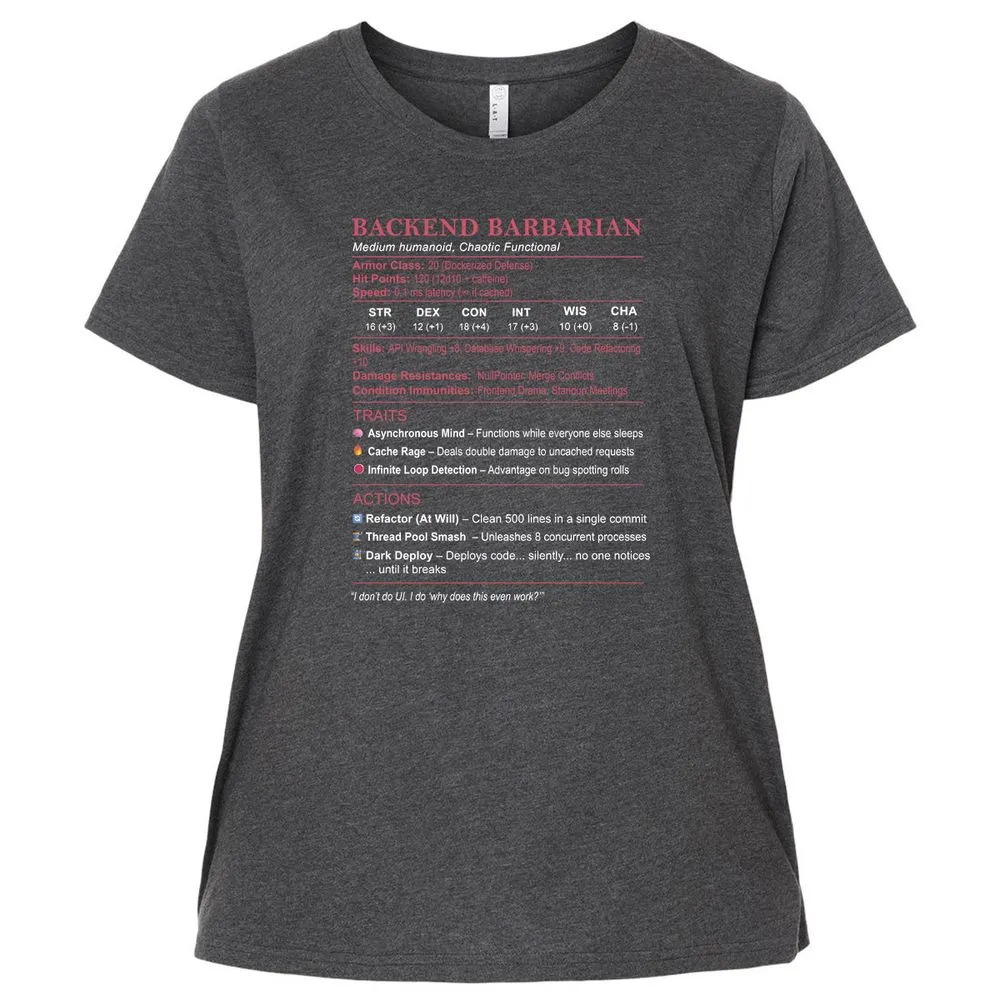 Backend Barbarian Stats Ladies Curvy Jersey - Vintage Smoke - 4