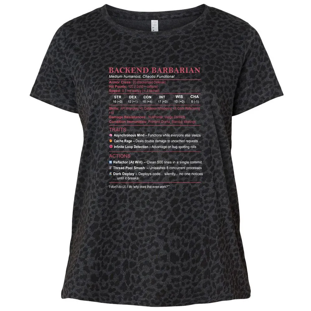 Backend Barbarian Stats Ladies Curvy Jersey - Black Leopard - 11