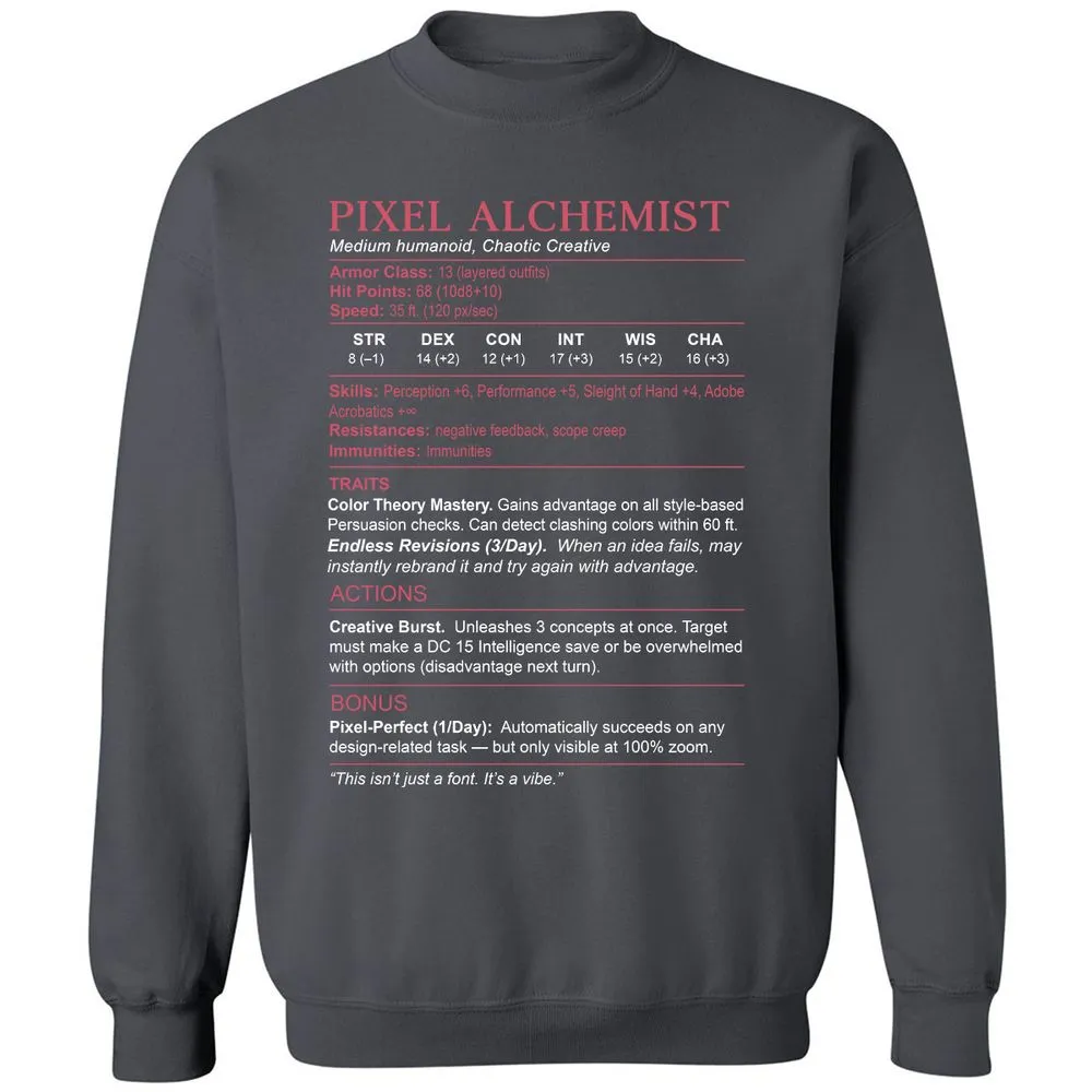 Designer Stats (Pixel Alchemist) Classic Unisex Sweatshirt - Charcoal - 7