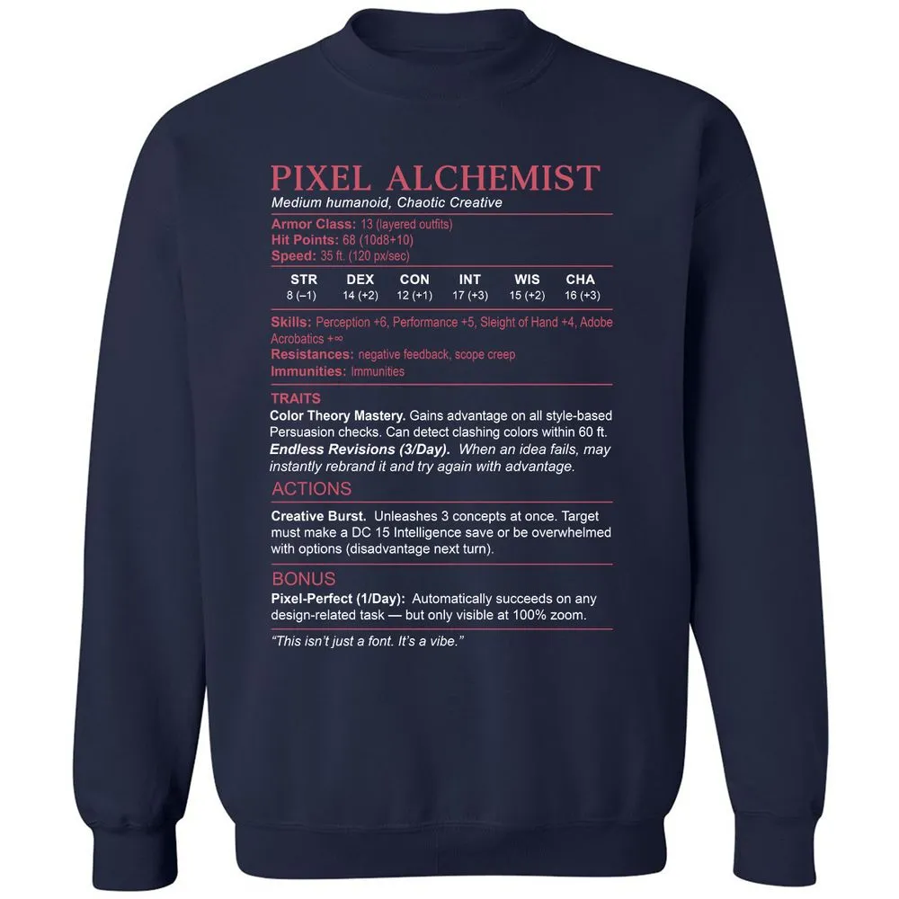 Designer Stats (Pixel Alchemist) Classic Unisex Sweatshirt - Navy - 2