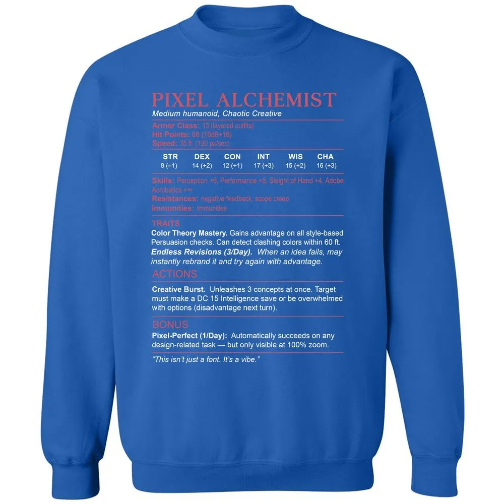 Designer Stats (Pixel Alchemist) Classic Unisex Sweatshirt - Royal - 9