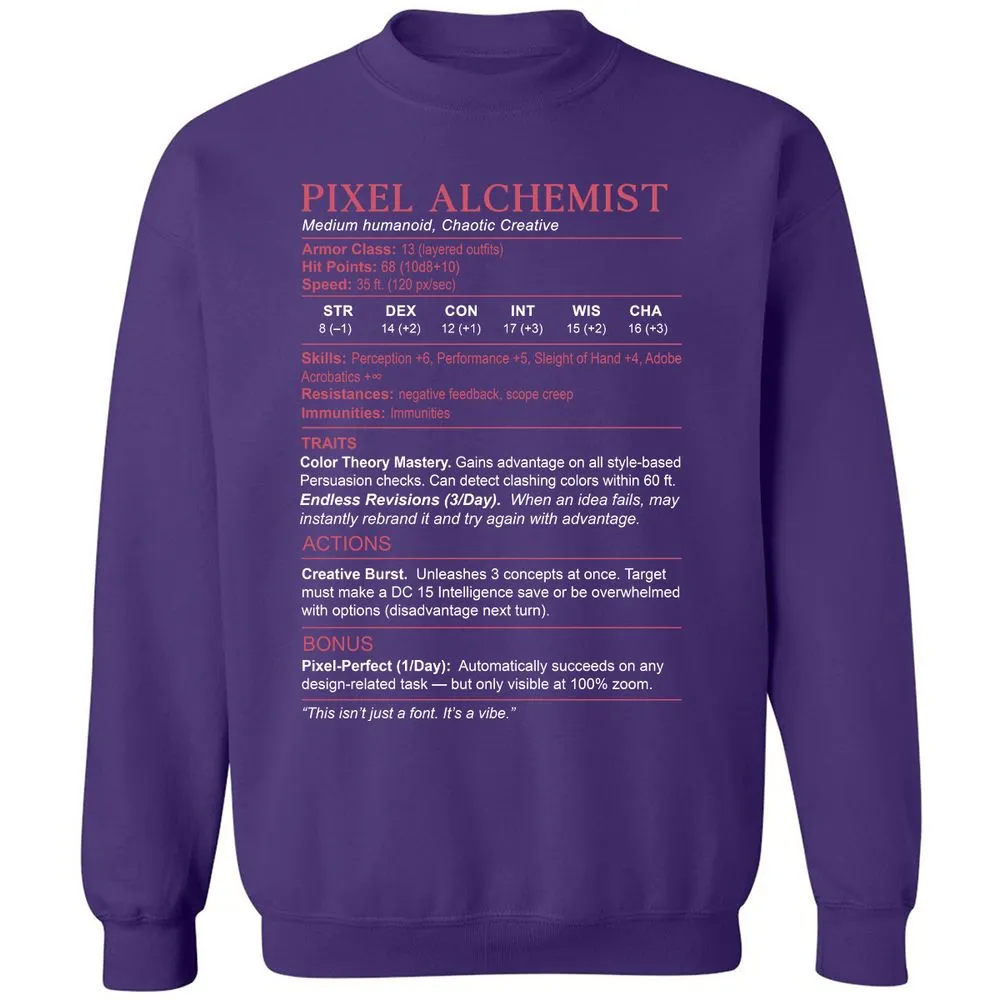 Designer Stats (Pixel Alchemist) Classic Unisex Sweatshirt - Purple - 6