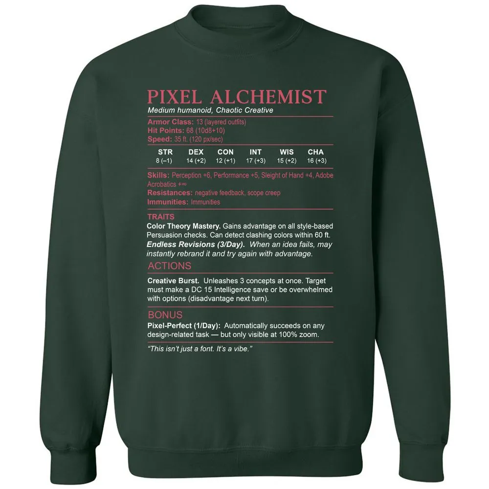 Designer Stats (Pixel Alchemist) Classic Unisex Sweatshirt - Forest Green - 4