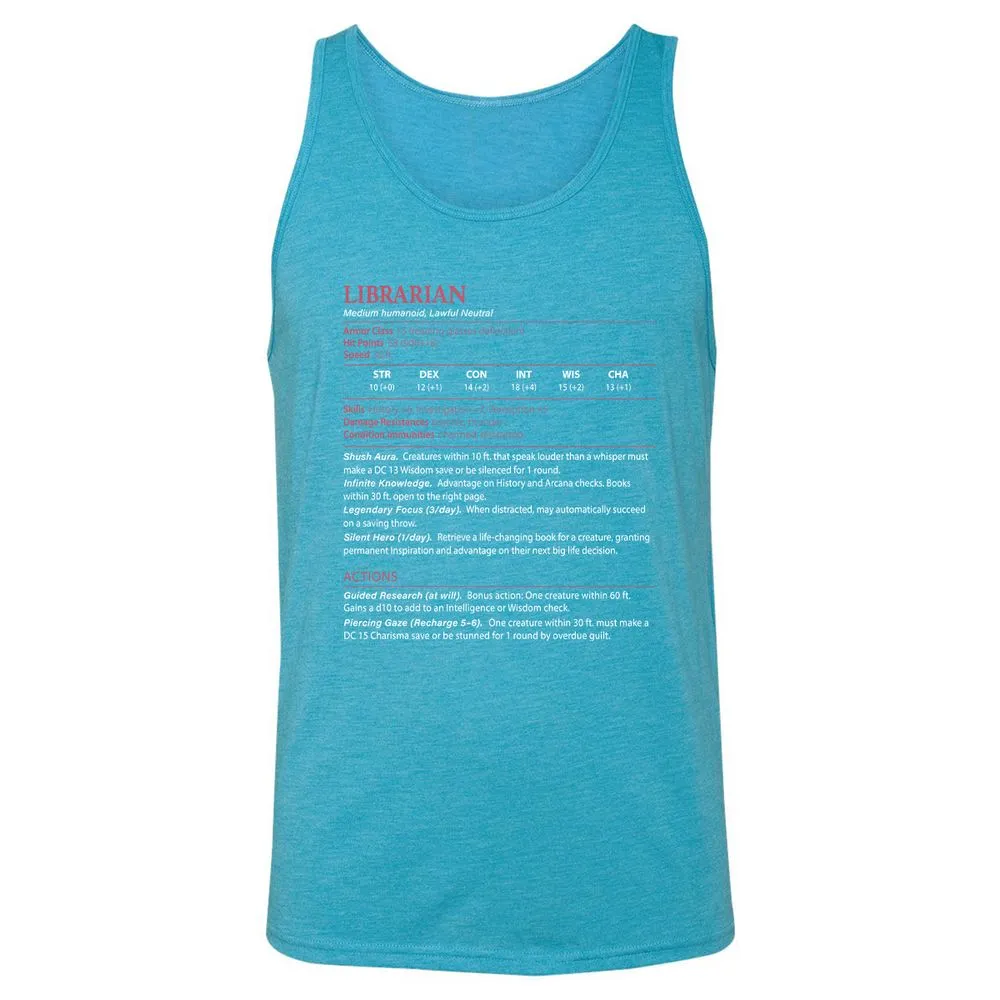 Librarian Stats Unisex Jersey Tank - Aqua Triblend - 3