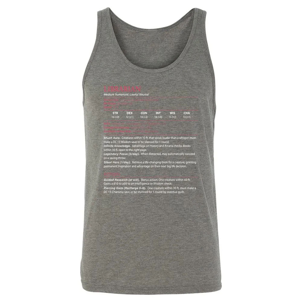Librarian Stats Unisex Jersey Tank - Grey Triblend - 8