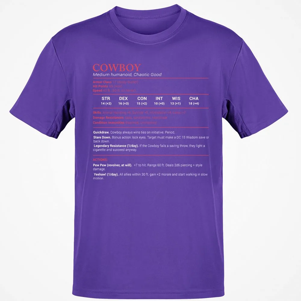 Cowboy Stats Classic Unisex T-Shirt - Purple - 9