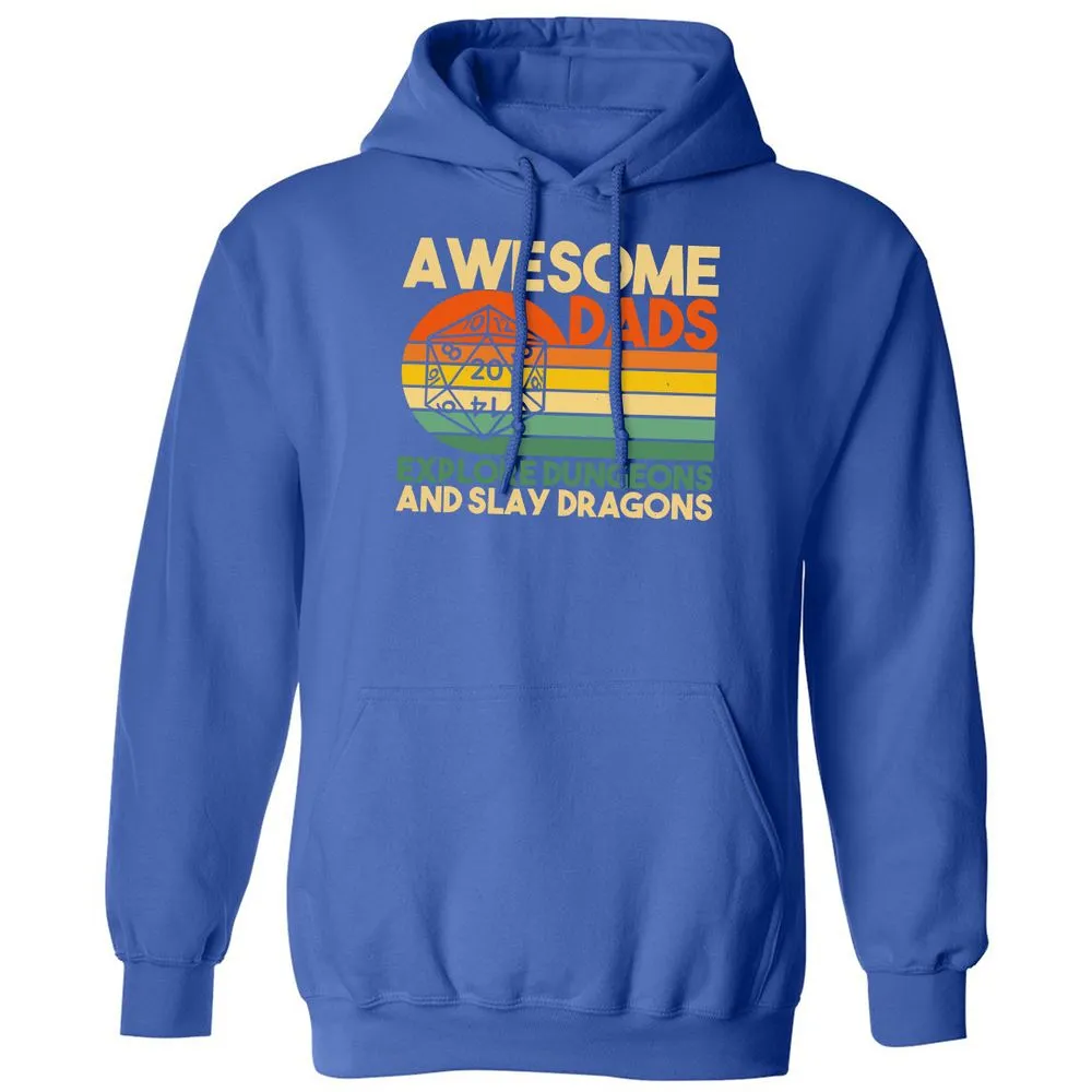 Awesome Dad Explore Dungeons Slay Dragons Classic Unisex Hoodie - Royal - 9