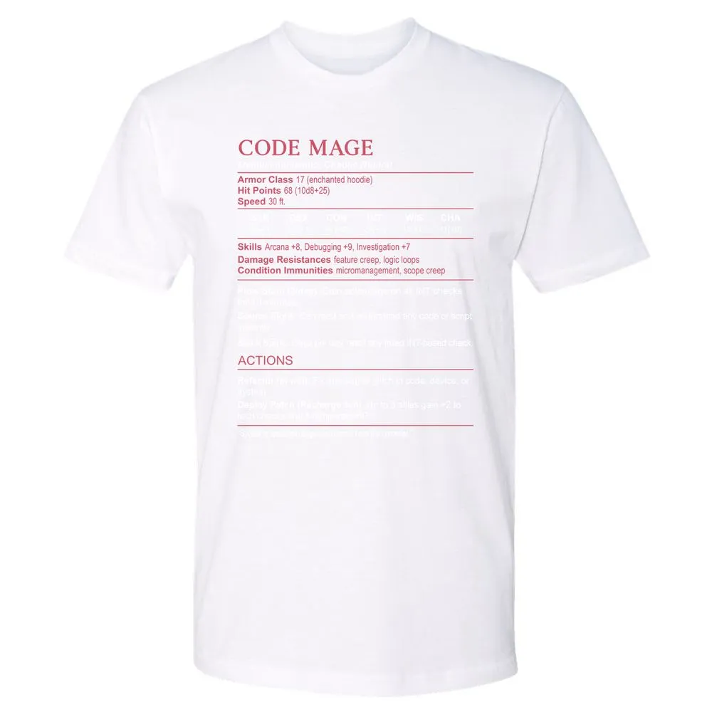 Code Mage Stats Premium Unisex T-Shirt - White - 4
