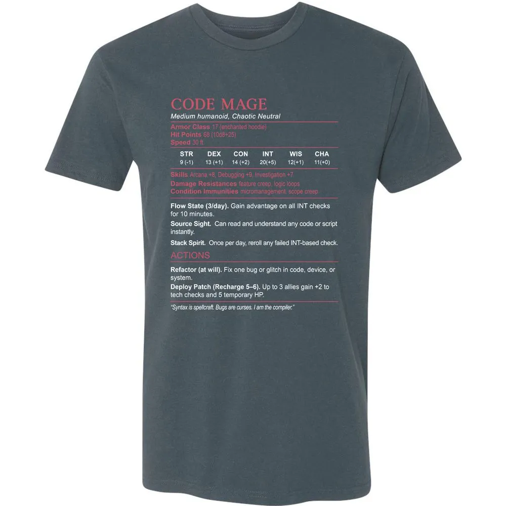 Code Mage Stats Premium Unisex T-Shirt - Indigo - 15