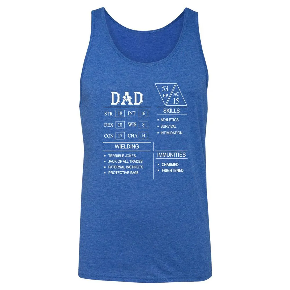 Dad Stat Block Unisex Jersey Tank - True Royal Triblend - 12