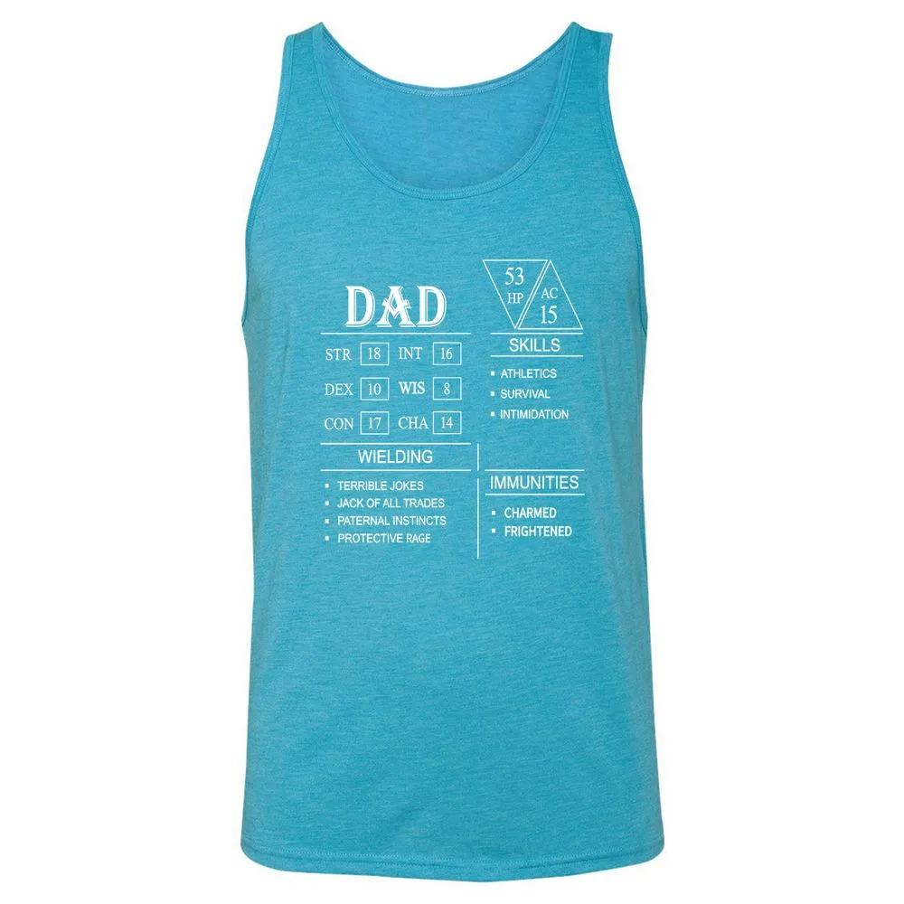 Dad Stat Block Unisex Jersey Tank - Aqua Triblend - 3