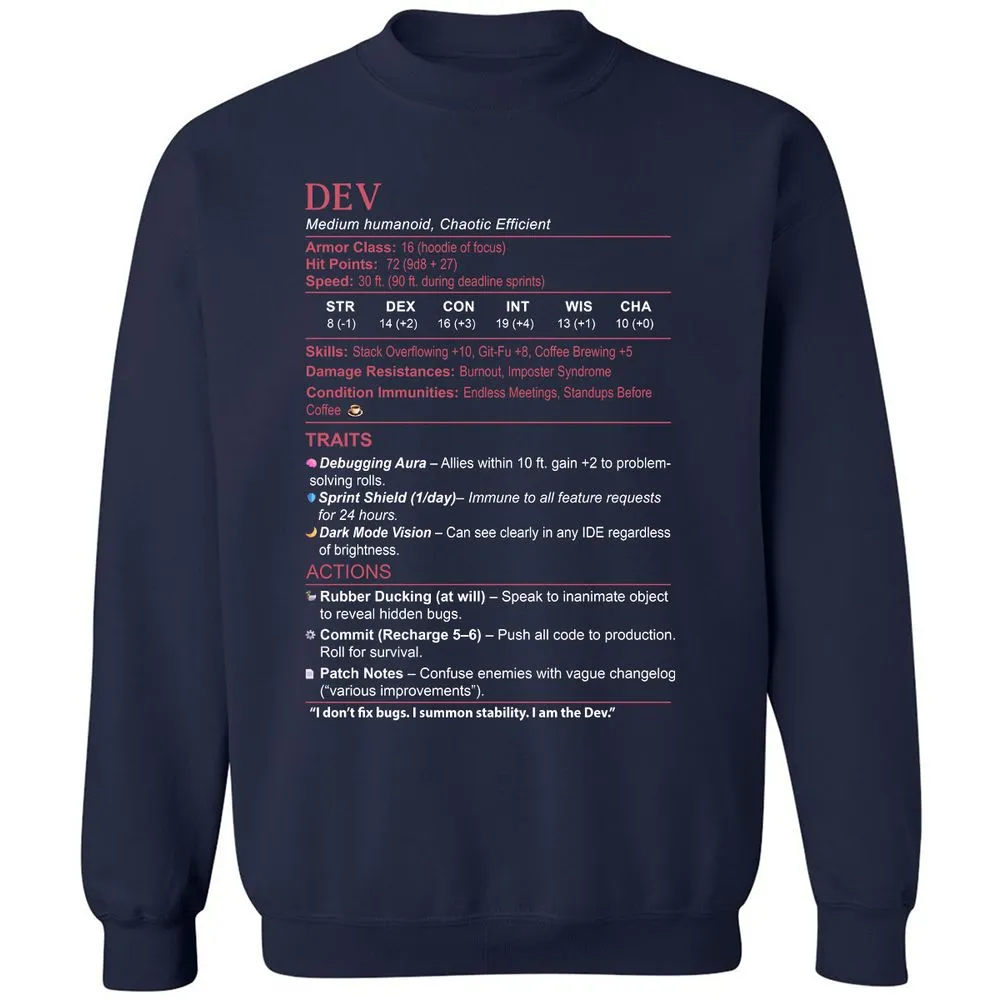 DEV Stats Classic Unisex Sweatshirt - Navy - 2