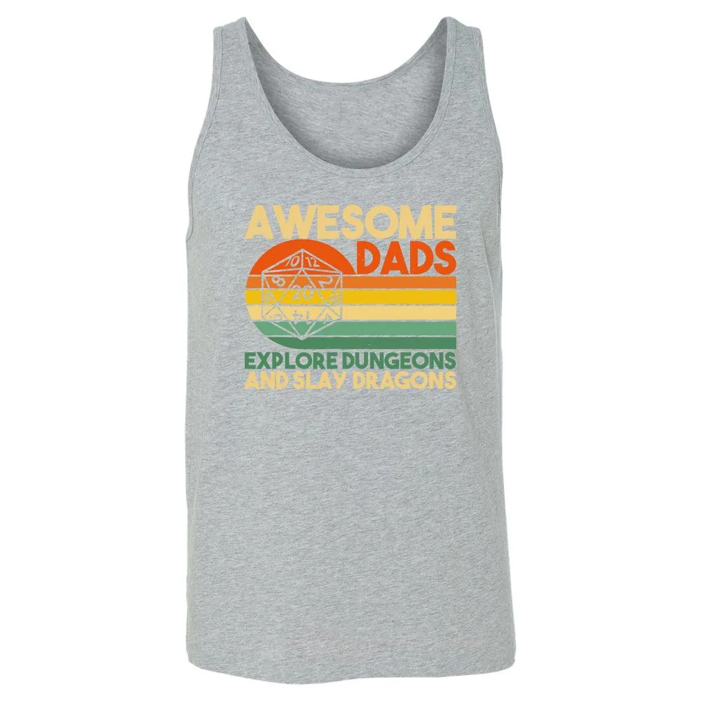 Awesome Dad Explore Dungeons Slay Dragons Unisex Jersey Tank - Athletic Heather - 4