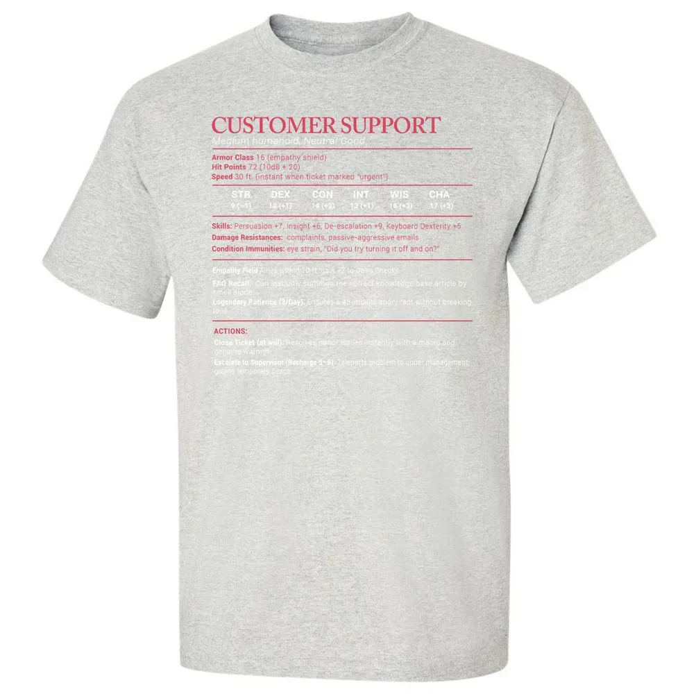 Customer Support Stats Classic Unisex T-Shirt - Ash - 2