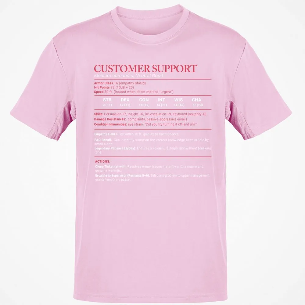 Customer Support Stats Classic Unisex T-Shirt - Light Pink - 5