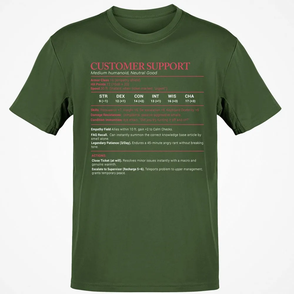 Customer Support Stats Classic Unisex T-Shirt - Military Green - 6