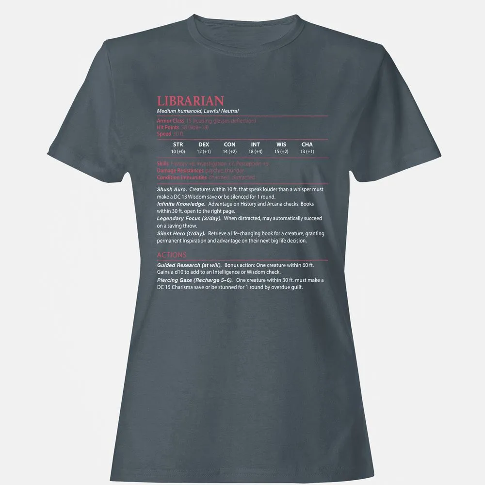Librarian Stats Women's T-Shirt - Charcoal - 3