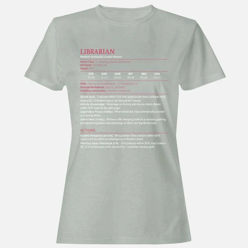 Librarian Stats Women's T-Shirt - Ash - 2
