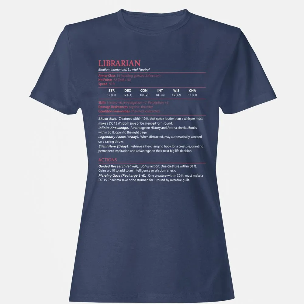 Librarian Stats Women's T-Shirt - Navy - 10